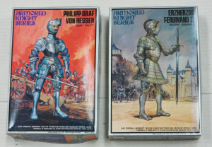Lot 184 - 2 x Vintage Boxed unmade Plastic Model kits 1-12 Scale Armoured Knight