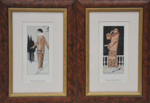 Lot 194 - Pair of framed Dumas-Boudreau Art Deco fashion prints - images 23cm H
