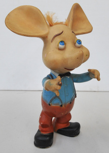 1960s Italian Topo Gigio Rubber Squeaky doll - Dapper Mouse Holding Cigar - Work