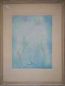 Constance Stokes (1906 - 1991) Framed Pencil Drawing - Blue Nude - Signed upper