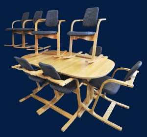 Lot 005 - Modernist Danish designer 9 Piece Dining Suite - set of 8 x Actulum Ro