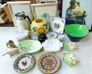 Lot 047 - 2 x Boxes Mixed inc Carlton Ware Wild Rose oval Bowl French Quimper sq