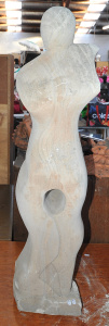 Lot 059 - Large Modernist Sandstone Sculpture - Stylised Figure w Hole pierced t