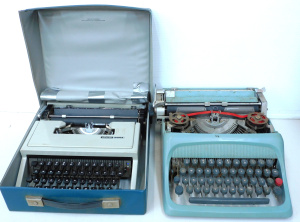 Lot 073 - 2 vintage portable typewriters inc Olivetti Dora with case (af case),