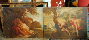 Lot 080 - Pair large c1900 Decorative Oil Paintings on Canvas - Mercury & Ar