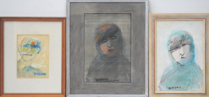 Lot 110 - Teura Maffei (1918 - 2010) 3 x Framed Mixed Media Paintings - Goddess,