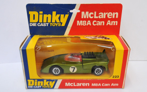 Lot 130 - Boxed vintage Dinky die-cast model car #223 McLaren M8A Can Am