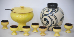 Lot 141 - Group of modernist Danish pottery inc Kahler vase incised HAK to base