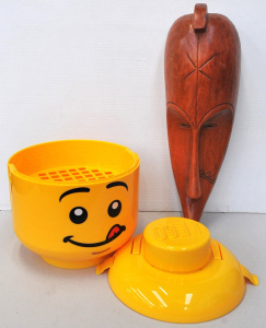 Lot 153 - 2 pces inc Carved African elongated Face Mask 54cm H Minifigure Head s