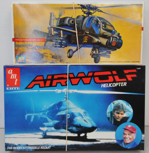 Lot 165 - 2 x Vintage Unmade plastic scale Model Kits - Attack Helicopters - 1 4