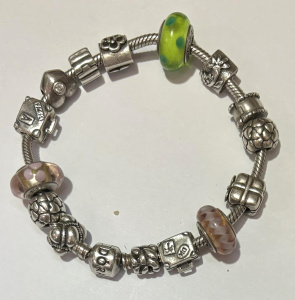 Lot 171 - Pandora silver charm bracelet with 15 charms