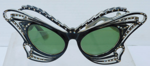 Lot 176 - Pair of original 1950s Dame Edna style bejewelled butterfly mask ladie