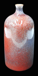Lot 204 - Vintage Eric Juckert Australian Pottery Vase - Bottle shape, Red &