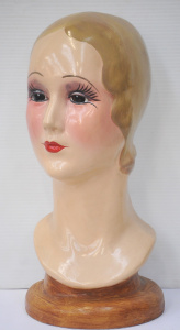 Lot 213 - Art Deco style ceramic female bust, handpainted features, etc - marked