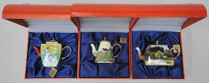 3 x Boxed Charlotte di Vita Miniature Enamel Teapots - Claude Monet themed - The