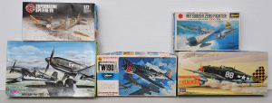 5 x vintage boxed unmade Plastic Scale Model Kits - all 1 72 scale WW2 Fighter P
