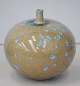 Australian Pottery David Williams Vase - Crystaline Ball shape with blue free fo