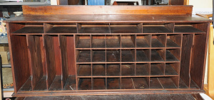 Lot 001 - Large vintage c1920s Cedar & Red Pine Pidgeon hole Unit - 162cm W