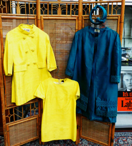 Lot 006 - 2 x 1960s Dress & Jacket sets inc Leon Cutler Bright Yellow Silk M