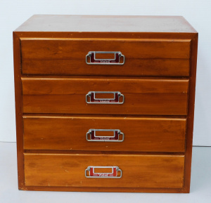 Lot 032 - Small vintage c1960s wooden 4 Drawer Photographic Slide unit made by V