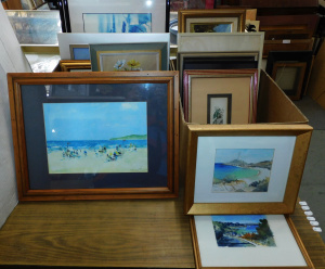Lot 035 - 2 x boxes - Small Paintings & Prints - signed Donald Fraser Beach