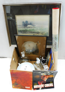 Lot 075 - Box lot of Mixed inc Black Douglas Whisky decanter & others, Frame