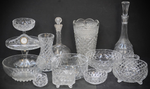 Lot 088 - Large Group lot Quality Crystal inc Diamond Cut pedestal Vase with flo