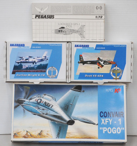 Lot 098 - 4 x boxed unmade Plastic 1 72 Scale Military VTOL Aircraft Kits - Conv
