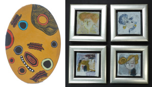 Lot 106 - Group Oil paintings inc Shane Ambrum (1965 - ) Stretched Aboriginal o