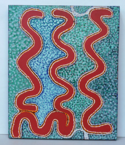 Lot 108 - Hughie Bent (1940 - -2006) Stretched Aboriginal Oil Painting on Canvas
