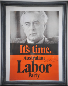Lot 118 - Framed signed vintage c1972 Australian Election Poster - Gough Whitlam