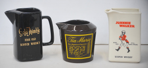 Lot 128 - 3 x vintage ceramic Whisky Advertising Jugs - Huntly Australian Johnni