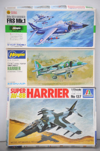 Lot 152 - 3 x boxed unmade Plastic 1 72 Scale Hawker Siddeley BAE Harrier Milita