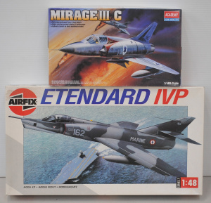 Lot 165 - 2 x boxed unmade Plastic 1 48 Scale Dassault Military Aircraft Kits -
