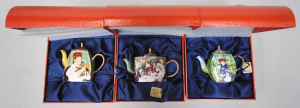 Lot 175 - 3 x Boxed Charlotte di Vita Miniature Enamel Teapots inc Renoir themed