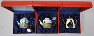 Lot 177 - 3 x Boxed Charlotte di Vita Miniature Enamel Teapots inc Claude Monet