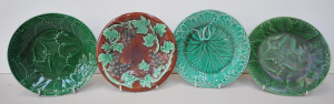 Lot 210 - 4 x Victorian & later Majolica Cabinet plates incl Wedgwood - appr