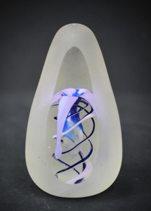 Lot 212 - Signed NZ art glass floral paperweight engraved to base Nigel Schroder