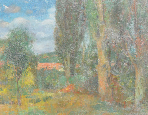 Artist Unknown (Maldurrino) Framed c1980s Oil painting on Canvas - The Red Roof
