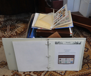 Box lot of Philately in Stamp Album, Folder with Mint Australian Speciment stamp
