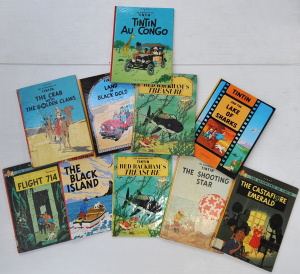 Group lot vintage HC & SC The Adventures of TinTin inc Flight 714, The Shoot