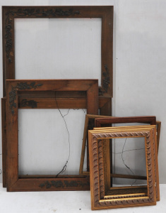 Lot 011 - Group lot vintage picture frames inc carved, gilt, and 3 x Art Nouveau