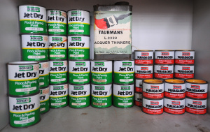 Lot 015 - Group lot vintage paint tins inc Jet Dry, Berger + Taubmans Lacquer Th