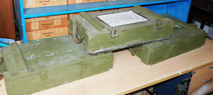 Lot 021 - 3 x vintage heavy duty Wooden Ammo crates w stencils to top marked Wil