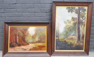 Lot 082 - 2 x large Decorative c1920s Australian Oil Paintings - signed R Yorke