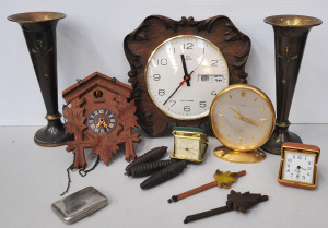 Lot 093 - Lot of Mixed Vintage Items incl Pair of Halah Brass Vases, Romantic El