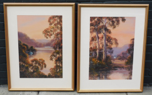 Lot 104 - Lorraine Davies (1951 - ) Pair Large framed Pastels - Evening, Bobbin