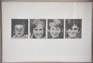 Lot 106 - Bea Maddock (1934 - 2016) Framed Etching - Four Faces - signed, dated