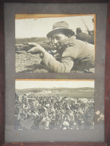 Lot 119 - Vintage framed photographic diptych of a prone shooter and Williamstow