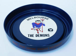Lot 123 - Vintage Courage Larger Melbourne Demons Plastic Round Drinks tray 30cm